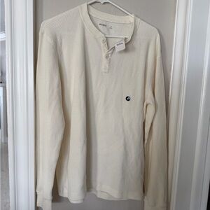 Hollister Men's Off-White Long Sleeve Henley